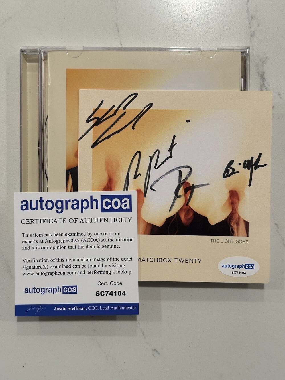 MATCHBOX 20 (Twenty) Where The Light Goes Signed CD Autographed ACOA Certified 3